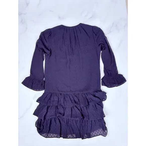 Kate Spade Breezy Dot Flounce Dress Navy Tiered Swiss Dot Ruffle Mini Small - Picture 11 of 14